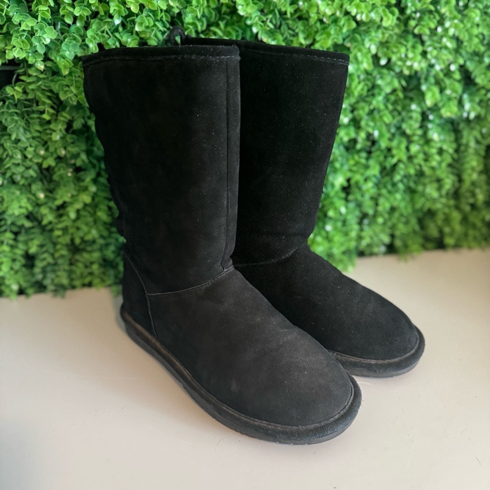 Bearpaw Black Boots with Lace Up Back Size 10 - Picture 6 of 12